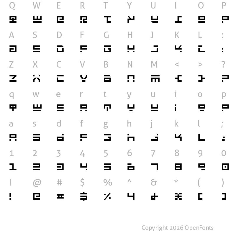 Character Map of Rocket Type Regular