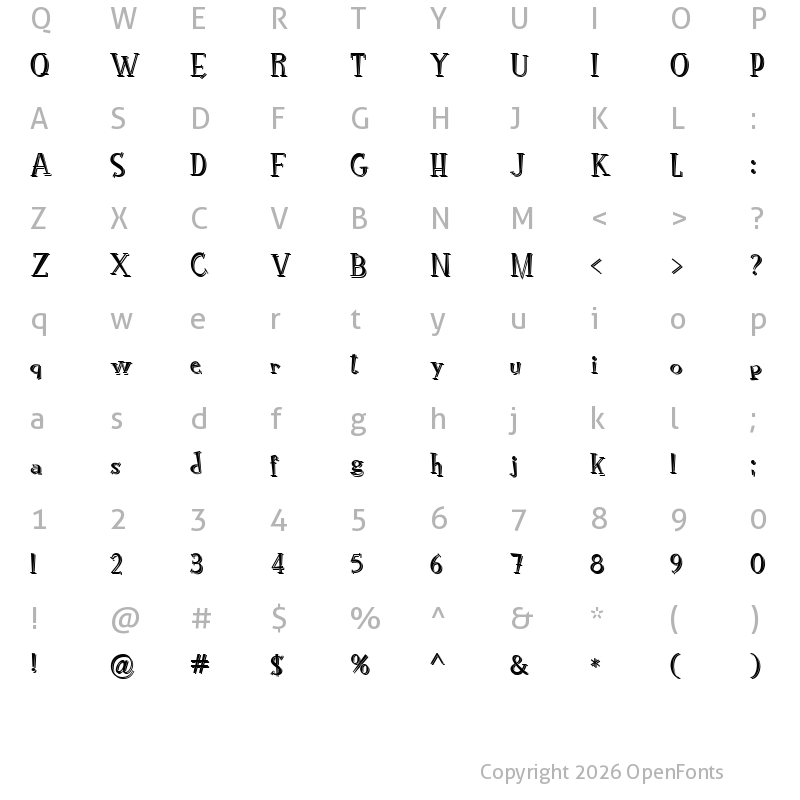 Character Map of RocknRoll Typo Shadow Regular