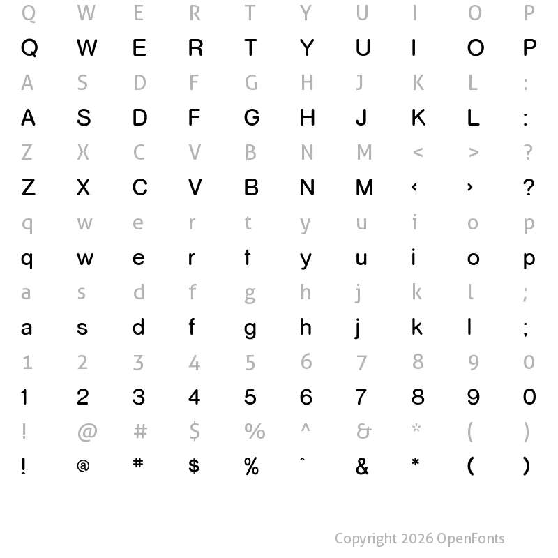 Character Map of RockoFLF Regular