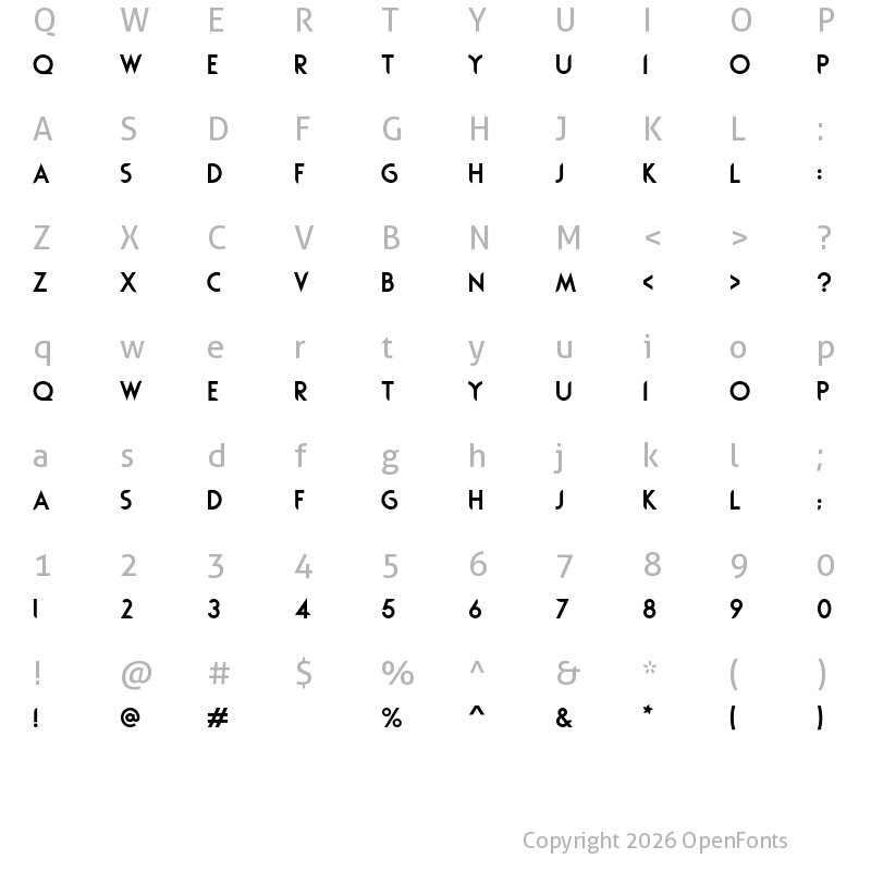 Character Map of Rodondo Regular