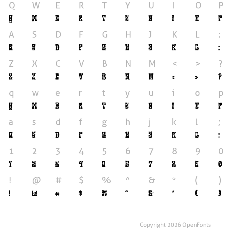 Character Map of Rogena Display Regular