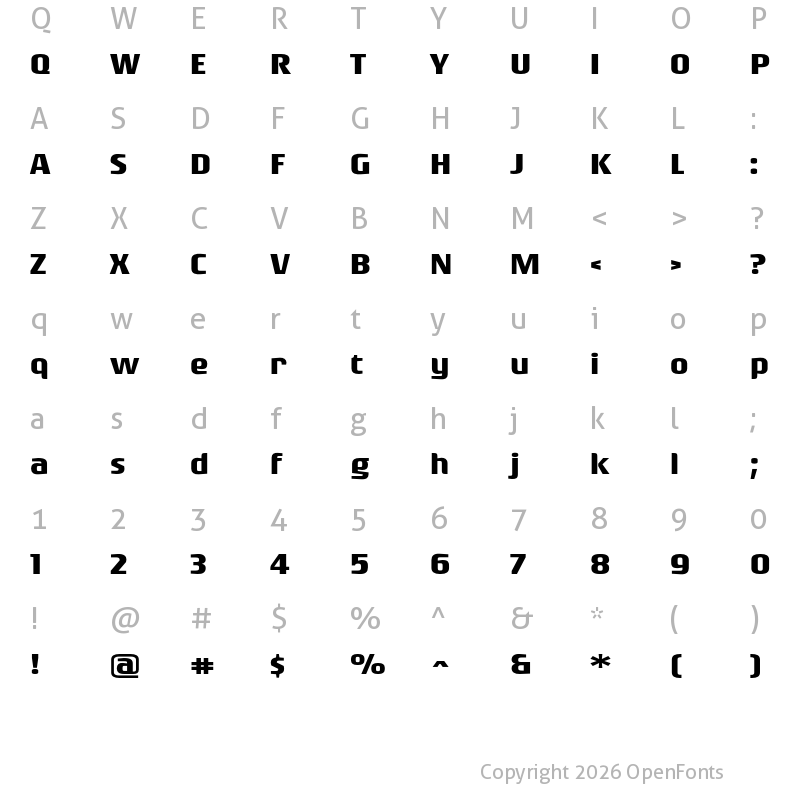 Character Map of Rogue Sans Ext Bold