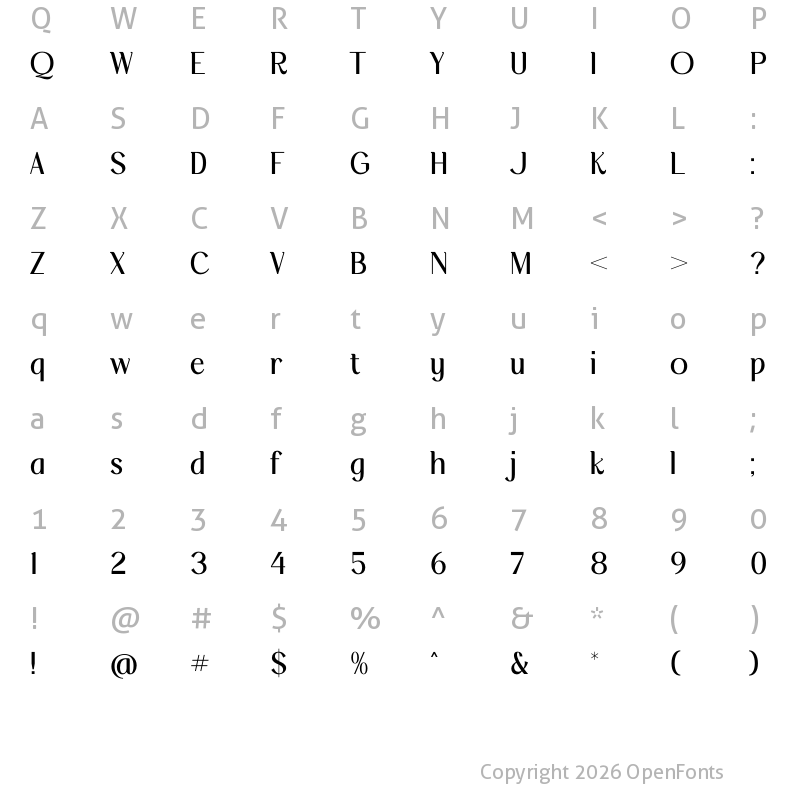 Character Map of Rokuna Alenthush Regular
