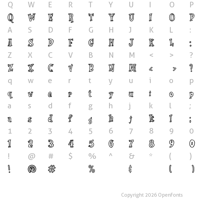 Character Map of Rolade Outline Outline