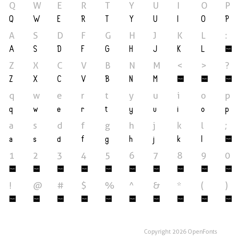 Character Map of Rolhausen Regular