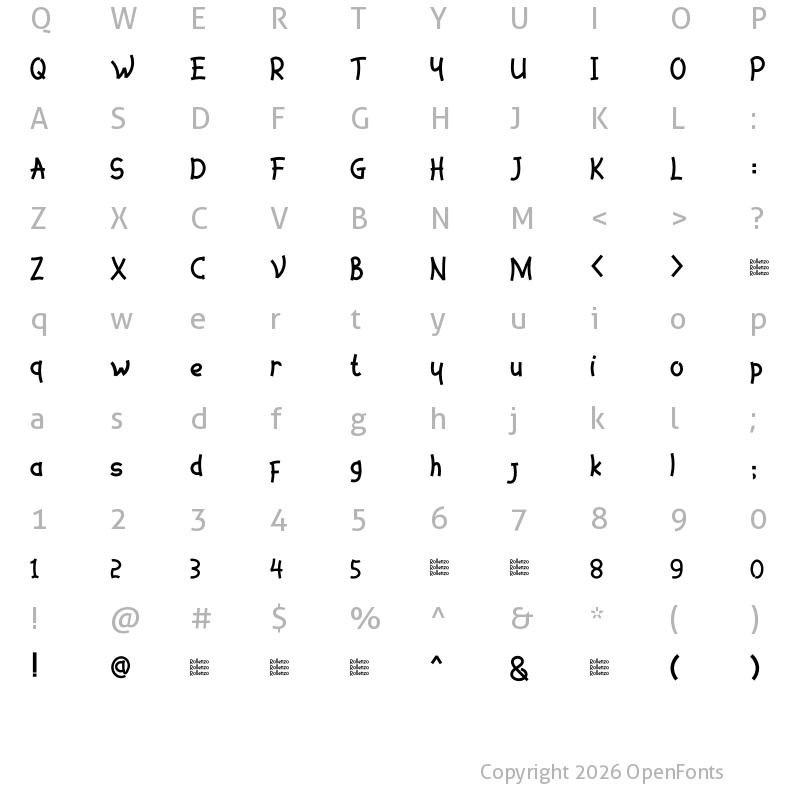 Character Map of Rollenzo Regular