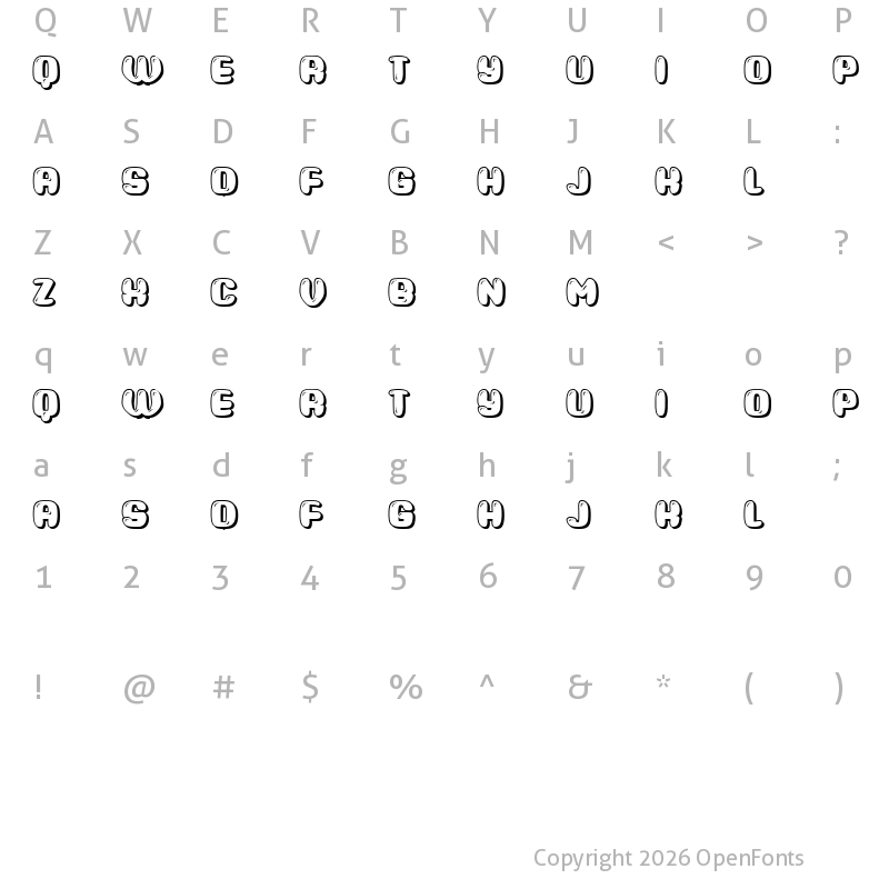 Character Map of Roller Regular