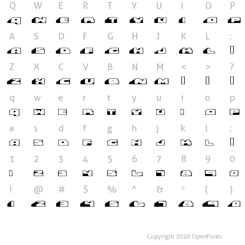 Character Map of Rollover Regular