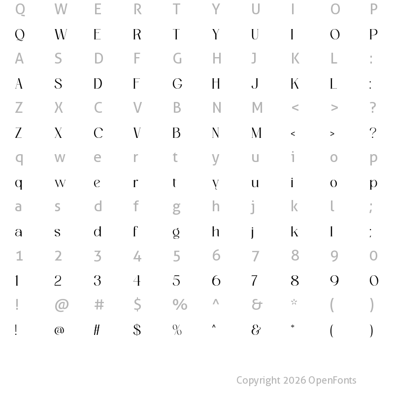 Character Map of Roman lovers Regular