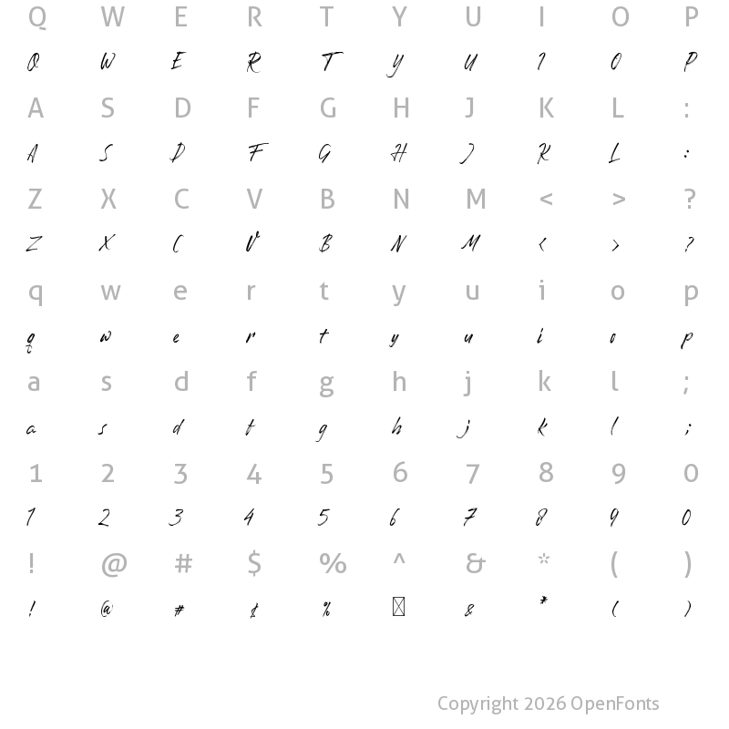 Character Map of Romantika Hidup Regular