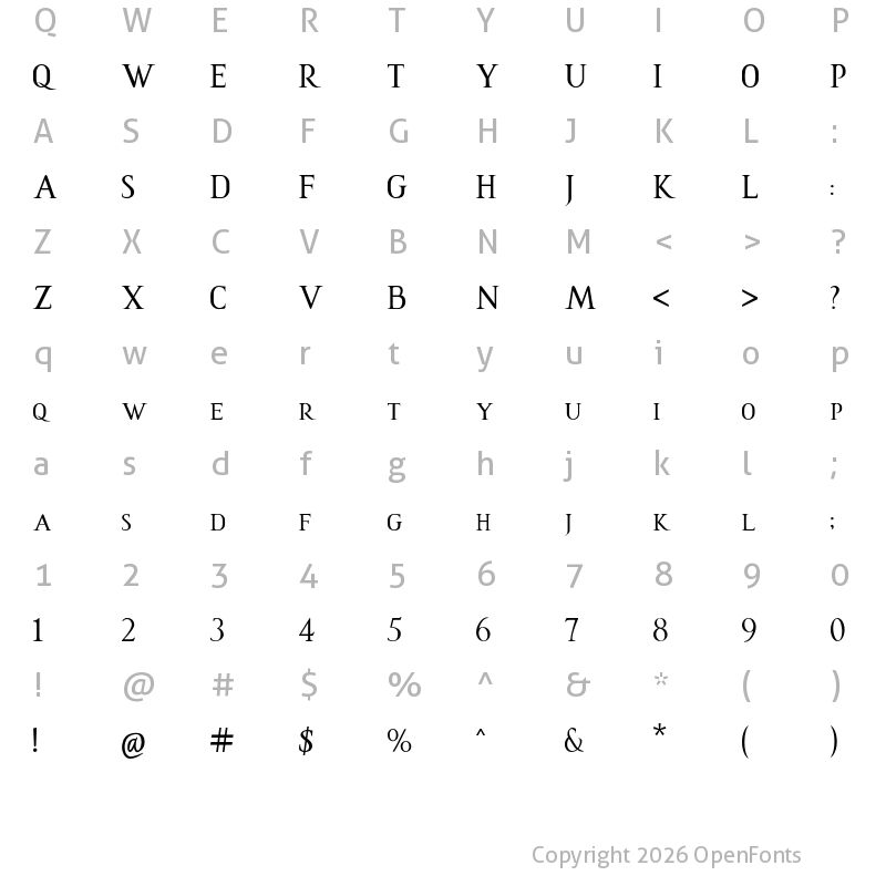 Character Map of ROMANUS Regular