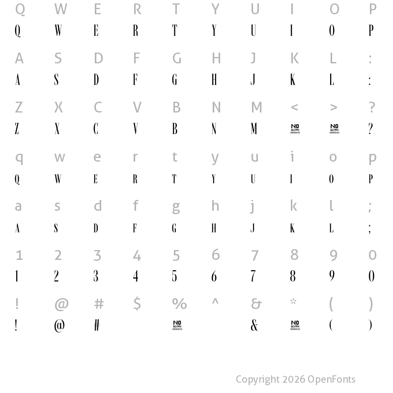 Character Map of Romavich Regular