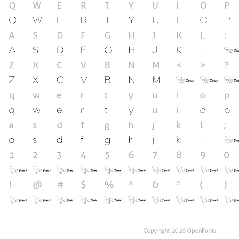 Character Map of Romela Thin