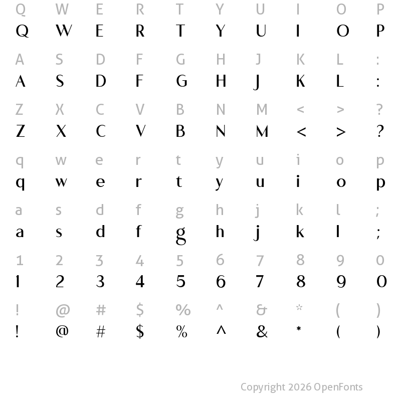 Character Map of Romelio Sans Regular