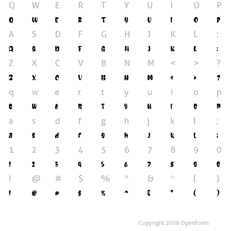 Character Map of Romie Shine Regular