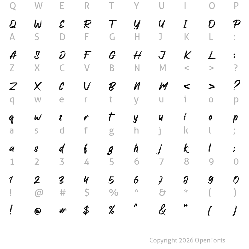 Character Map of Ronxetta regular