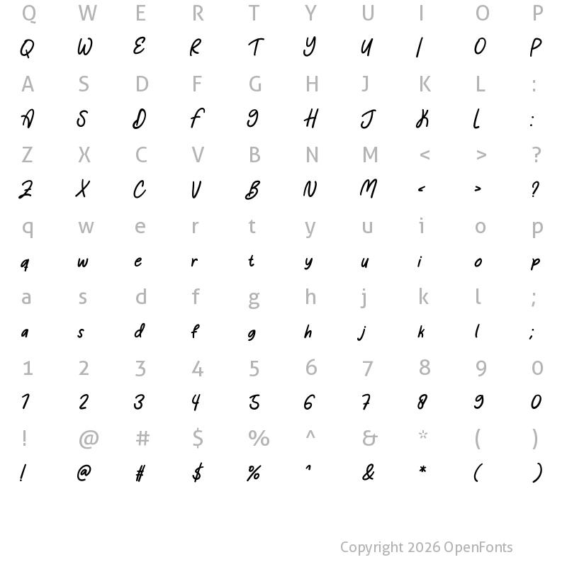Character Map of Roomboy Regular