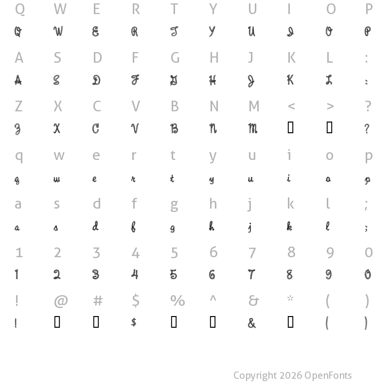 Character Map of Rope MF Regular
