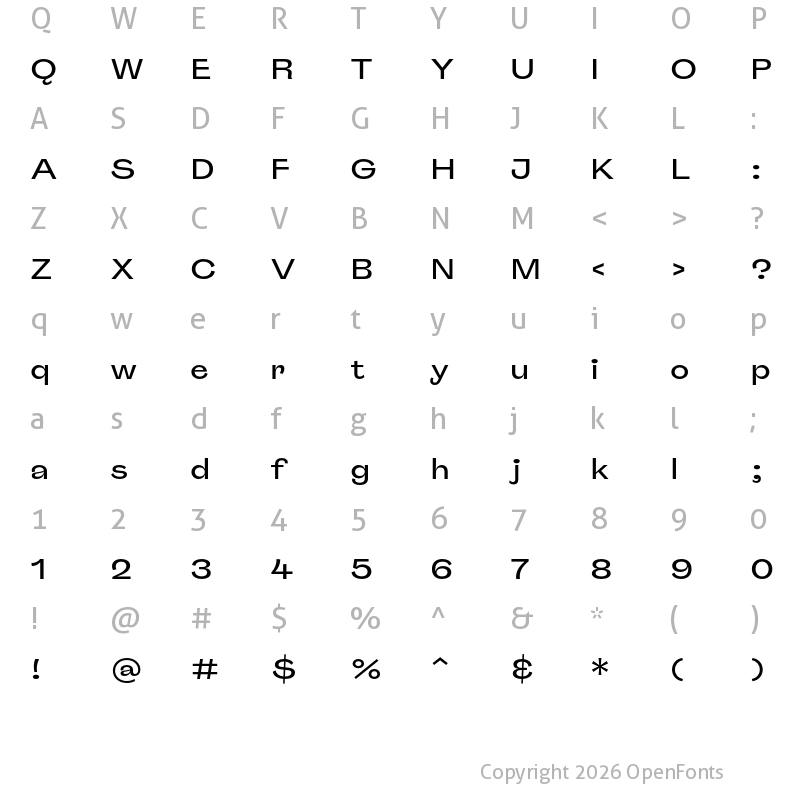Character Map of Roquefort Trial Standard