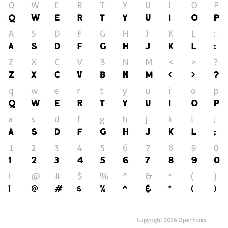 Character Map of Roquen DEMO Regular