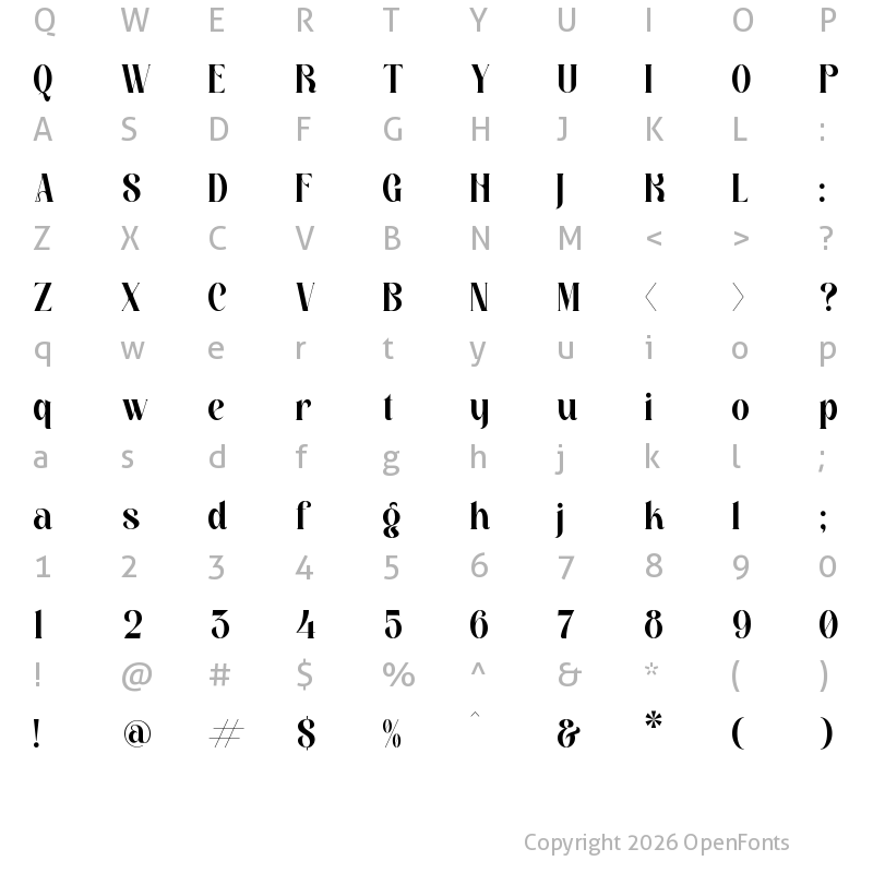 Character Map of Rosalia Regular