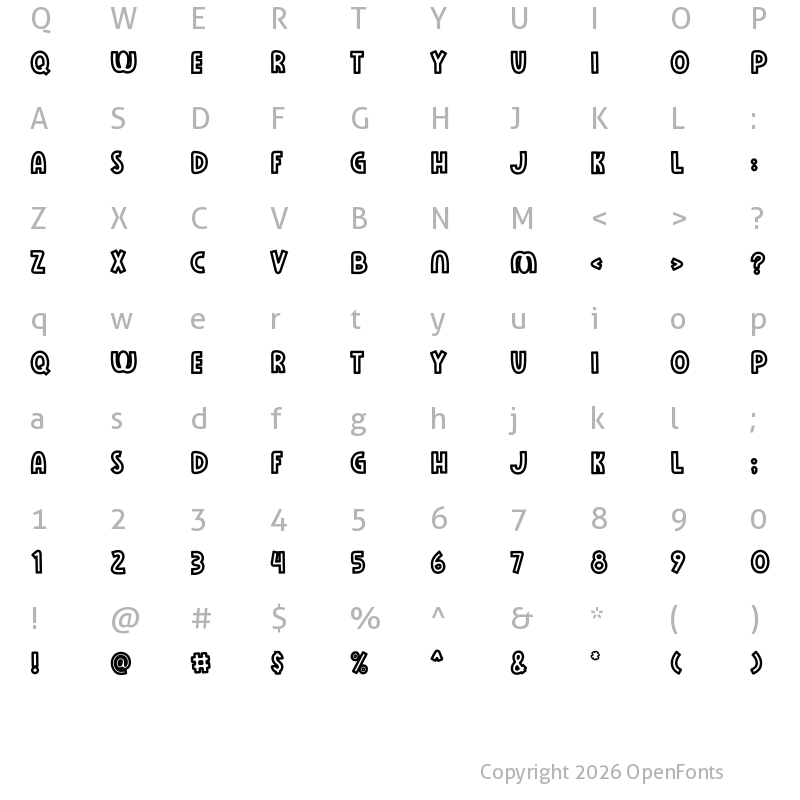 Character Map of Rose Minie LineBold
