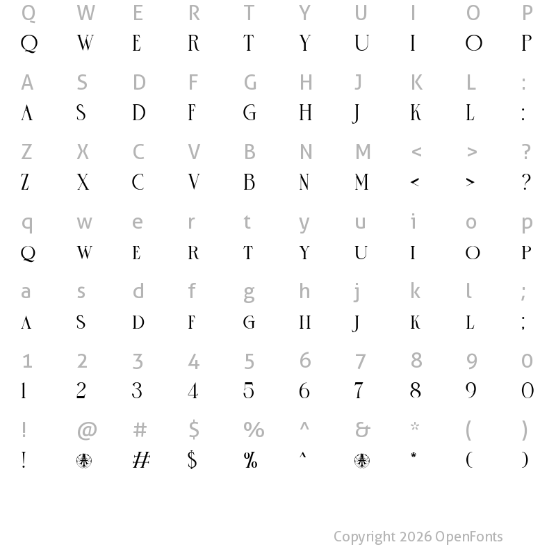 Character Map of Rose Velt Personal Use Only Regular