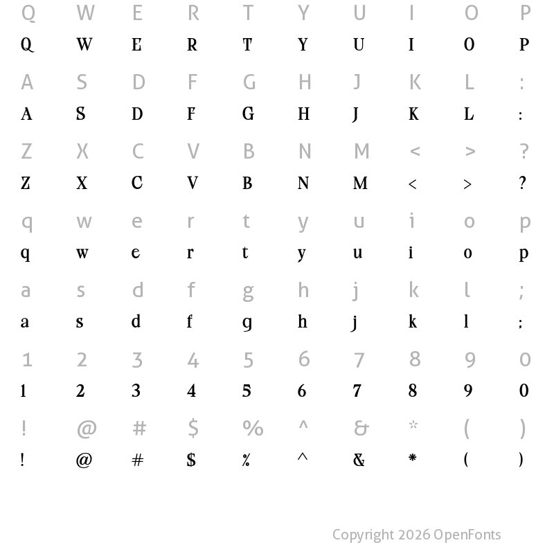 Character Map of Roseta Display Regular