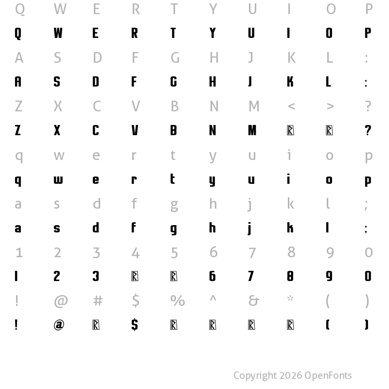 Character Map of Roskilde DEMO Regular