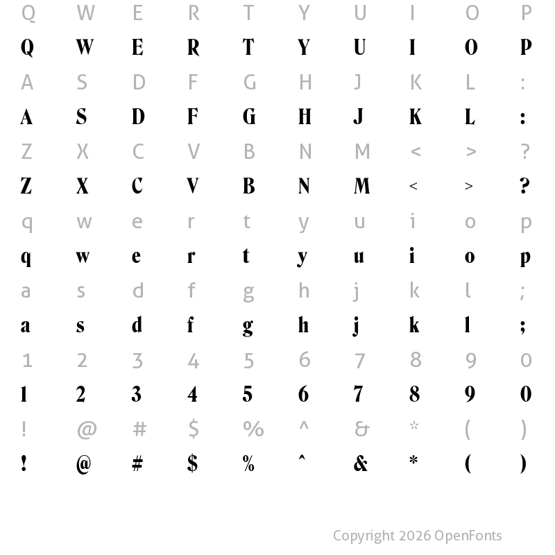 Character Map of Roslindale Display Condensed Bold