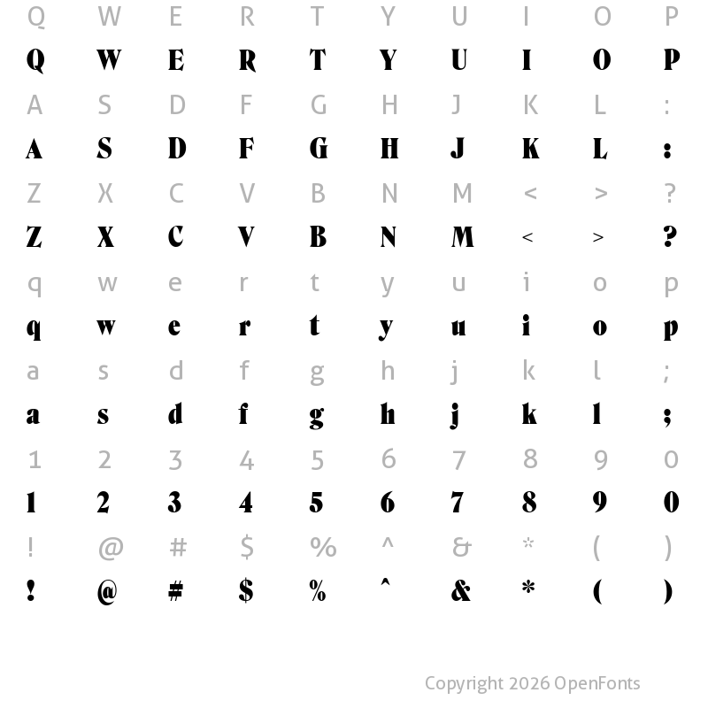 Character Map of Roslindale Display Condensed Ultra