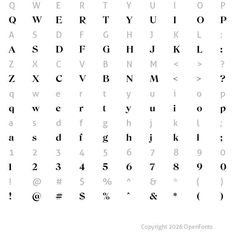 Character Map of Roslindale Display Semi Bold
