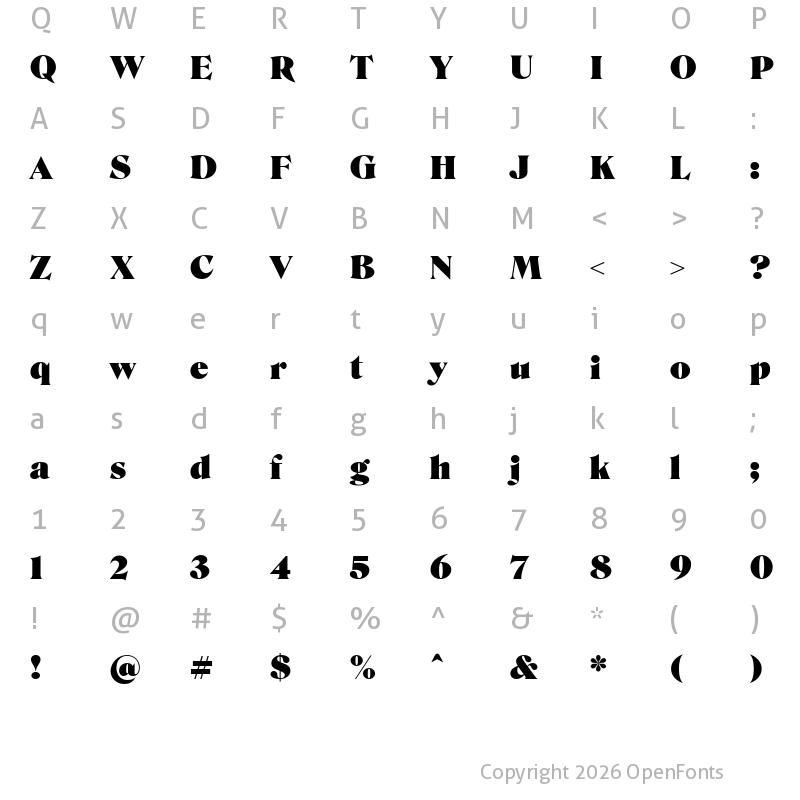 Character Map of Roslindale Display Ultra