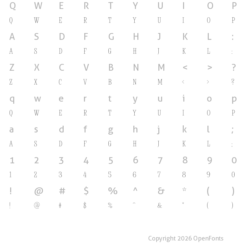 Character Map of Rostef Thin