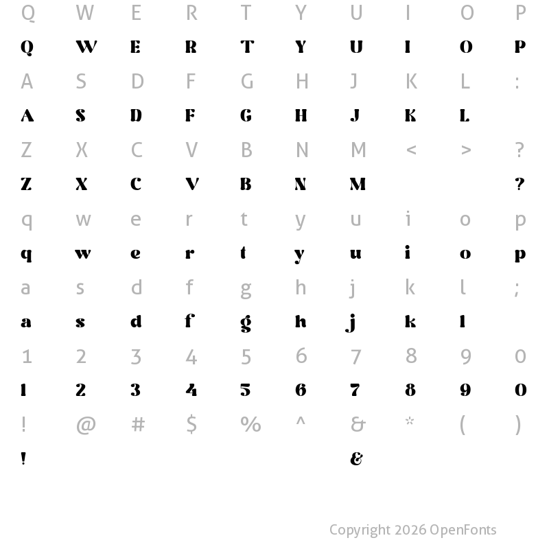 Character Map of Rottran Regular