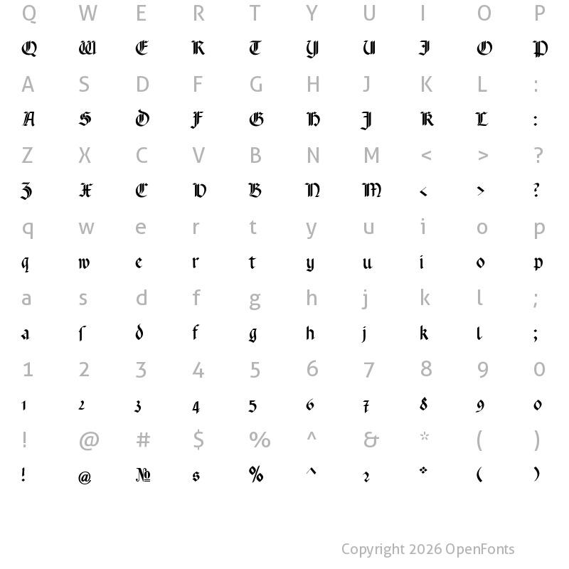 Character Map of Rotunda Pommerania Regular