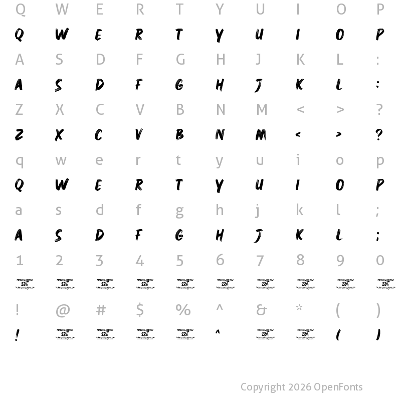 Character Map of Rough Battle Regular