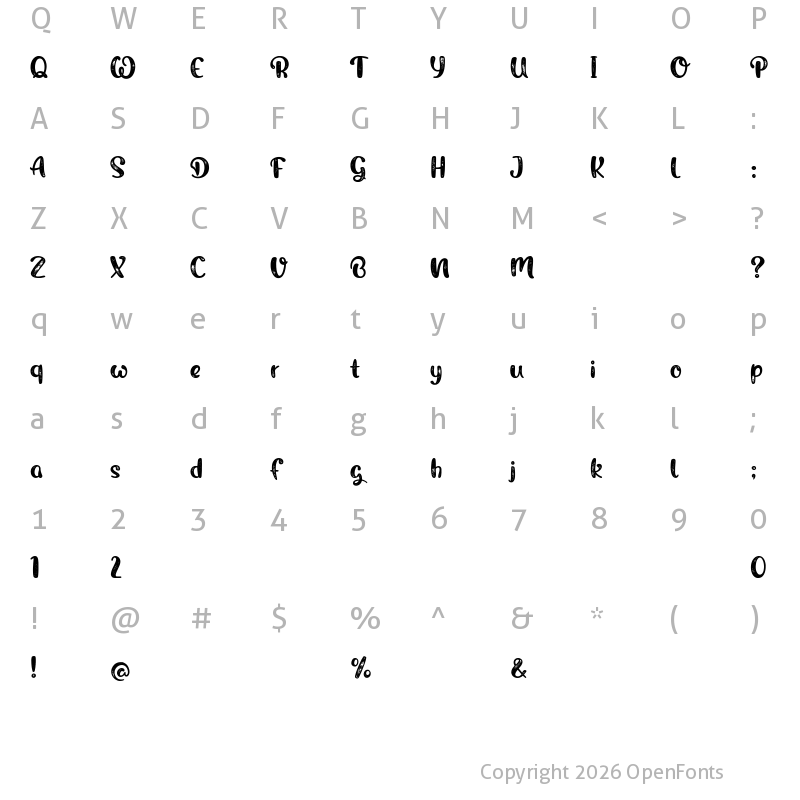 Character Map of Rough Owl Regular