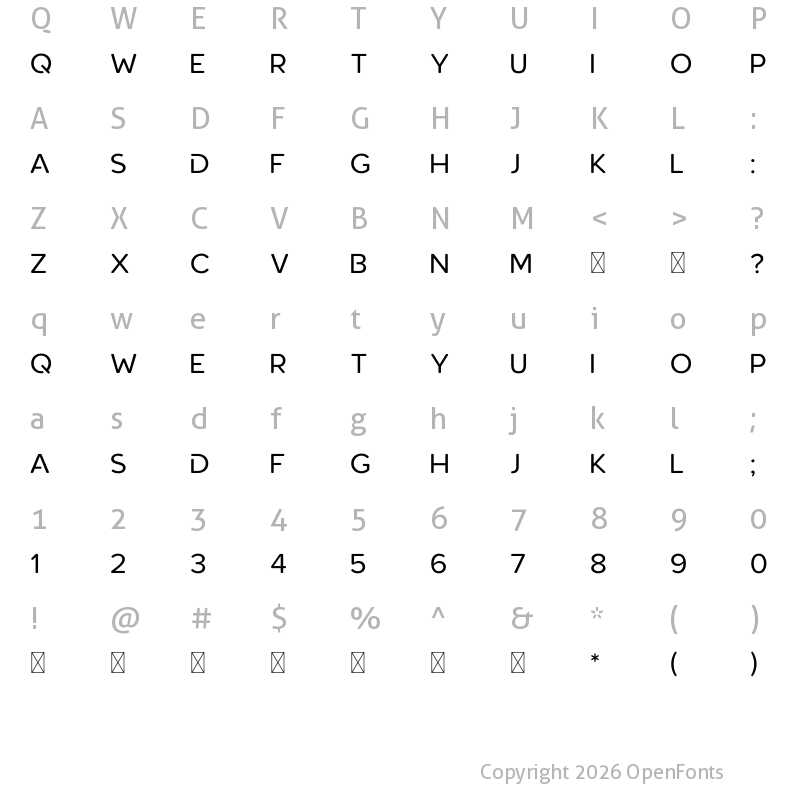 Character Map of RoundorNonCommercial Regular