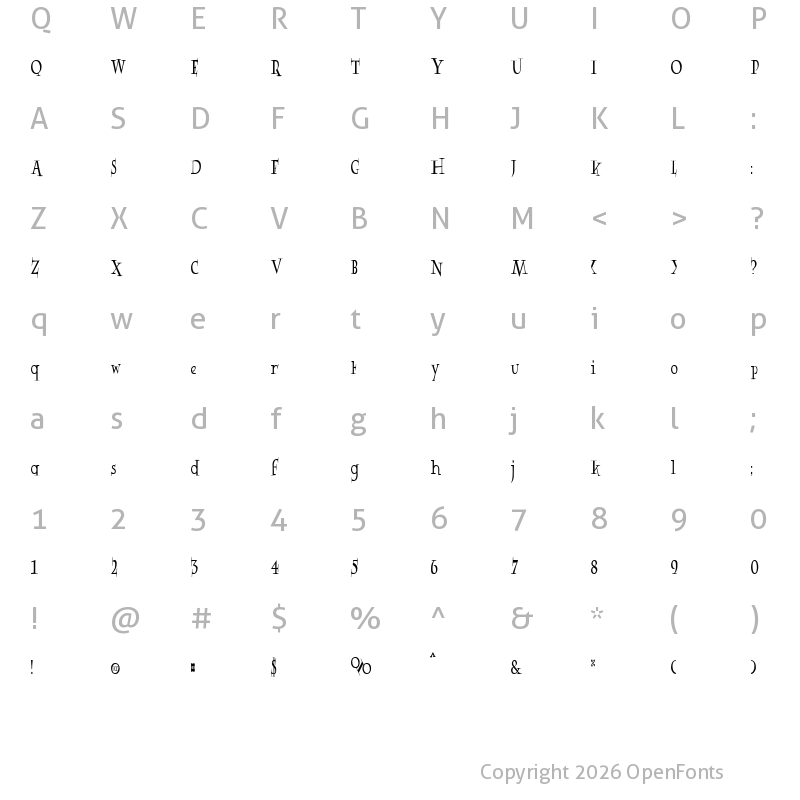 Character Map of Rowling Stone XNarrow Regular