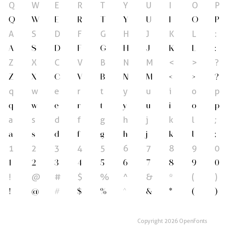 Character Map of Royal Ambition Sans Regular