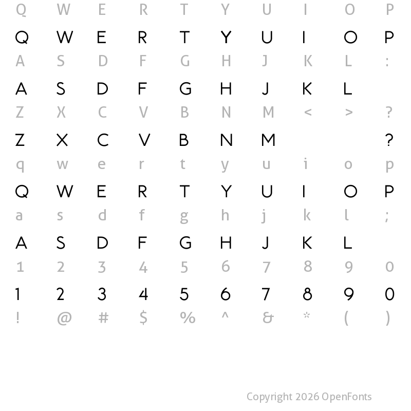 Character Map of Royal Crescent Regular