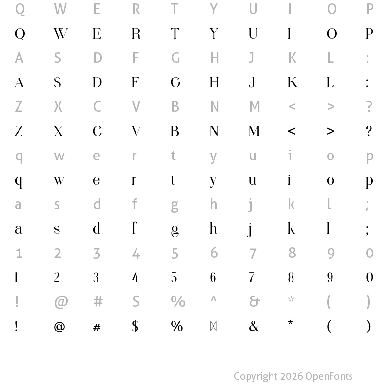 Character Map of Royal Exquisite Regular
