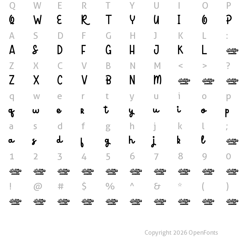 Character Map of Royal Pastry Demo Regular