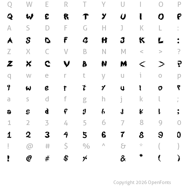 Character Map of Roy's Scratched Handwritting Regular