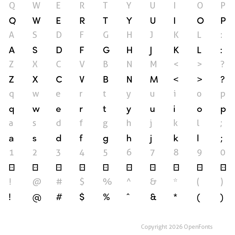 Character Map of Rozanova HUM - Demo Semi Bold