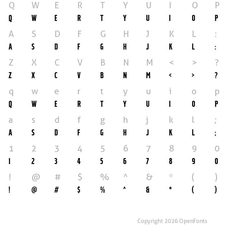 Character Map of RTCO Flinton Texture