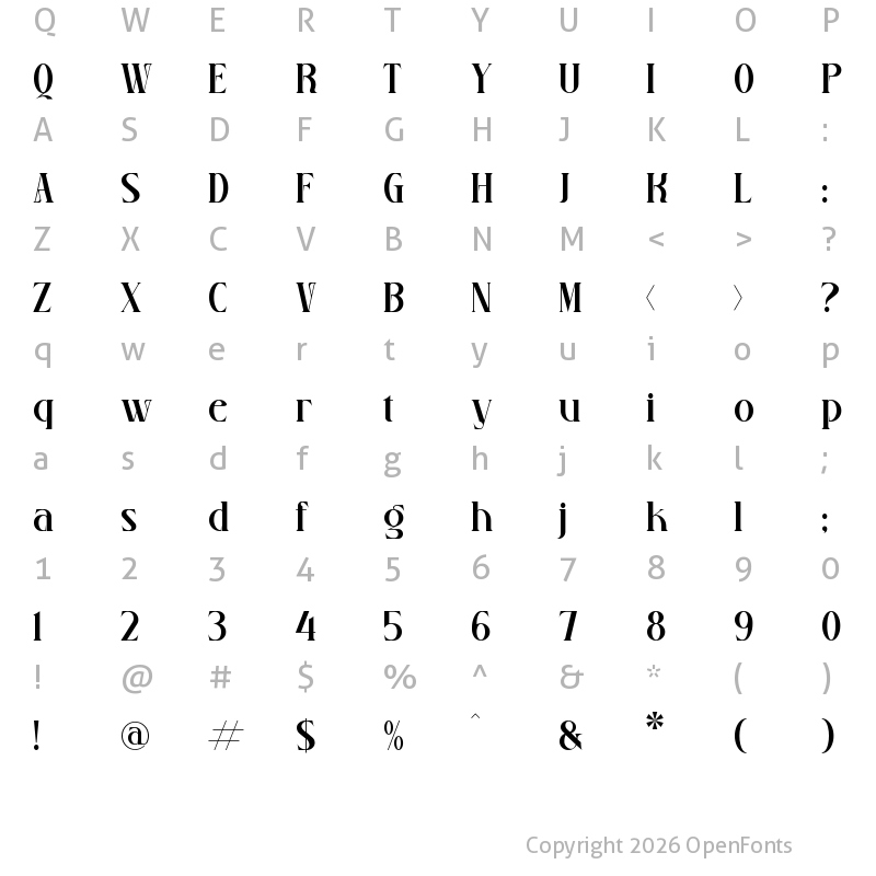 Character Map of Ruadson Regular