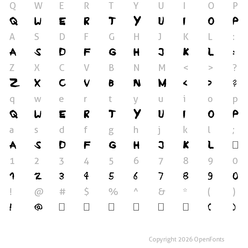 Character Map of Ruban Regular