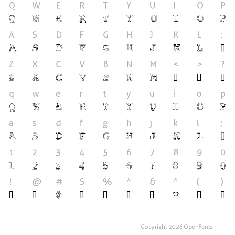 Character Map of Rubber Biscuit Bevel Outline